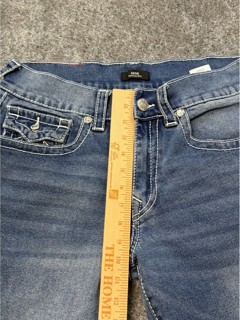 True Religion Geno Relaxed Slim Mens Jeans Sz 33x30 Blue Stretch Straight Denim